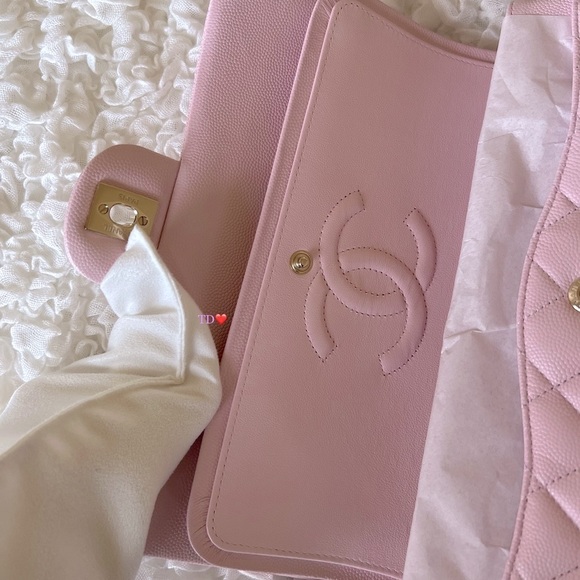 🎁 CHANEL Classic Double classic flap 22S rose Clair light pink ( Caviar) - Picture 13 of 16